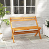 Folding Outdoor Bench for 2 People with Slanted Backrest Slatted Seat