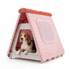 Folding Plastic Dog House with Lockable Flap Door Waterproof Pet Shelter-Pink