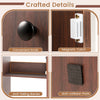 Folding Sewing Table with Storage Shelf and 3 Hidden Bins for Home-Brown