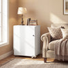 Folding Sewing Table with Storage Shelf and 3 Hidden Bins for Home-White