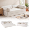 Folding Sofa Bed 4-in-1 Convertible Futon Couch with Comfy Corduroy Cover-Beige