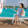 Folding Aluminum Deck Chair with Upholstered Seat-White