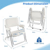Folding Aluminum Deck Chair with Upholstered Seat-White