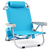 Folding Backpack Beach Chair with 5-Position Backrest for Adults-Blue