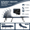 Folding Camping Cot with Detachable Mattress and 6-Position Adjustable Backrest-Navy
