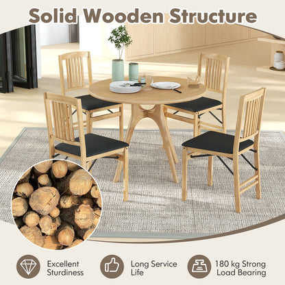 Folding Dining Chairs Set of 2 Upholstered Kitchen Chairs with Padded Seat-Black