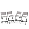 Folding Outdoor Bar Chair Set of 4 with Metal Frame and Footrest-Grey