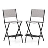 Folding Outdoor Bar Chair Set of 4 with Metal Frame and Footrest-Grey