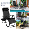 Folding Patio Recliners with Removable Headrest and Cup Holder Set of 2-Black