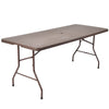 Folding Table Portable Plastic Table with Rattan Design and Umbrella Hole