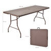 Folding Table Portable Plastic Table with Rattan Design and Umbrella Hole