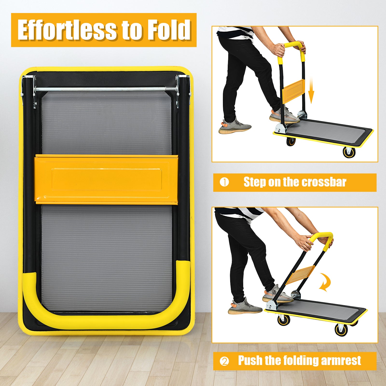 Folding Push Cart Dolly Moving Hand Truck with 360 Degree Swivel Wheels