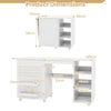 Folding Sewing Table with Storage Shelves and 18 Pegs and Lockable Casters-White