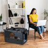 Foldable Dog Crate with Openings and Window Mesh Inner Basket-M