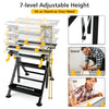 Folding Work Table Portable Workbench with Tiltable Platform-Black