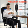 HOMCOM Office Chair with 6-point Vibration Massage and Heat, Fabric Desk Chair with Footrest, High Back, Black