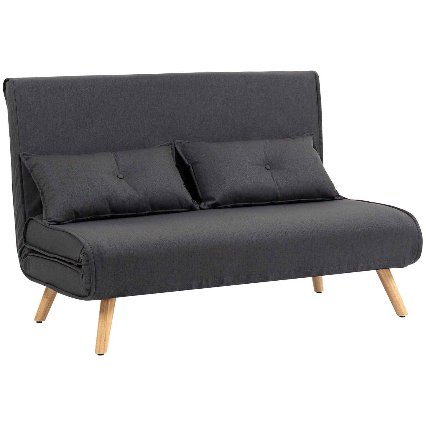 أريكة سرير هومكوم بمقعدين بمظهر الكتان - رمادي فحمي
