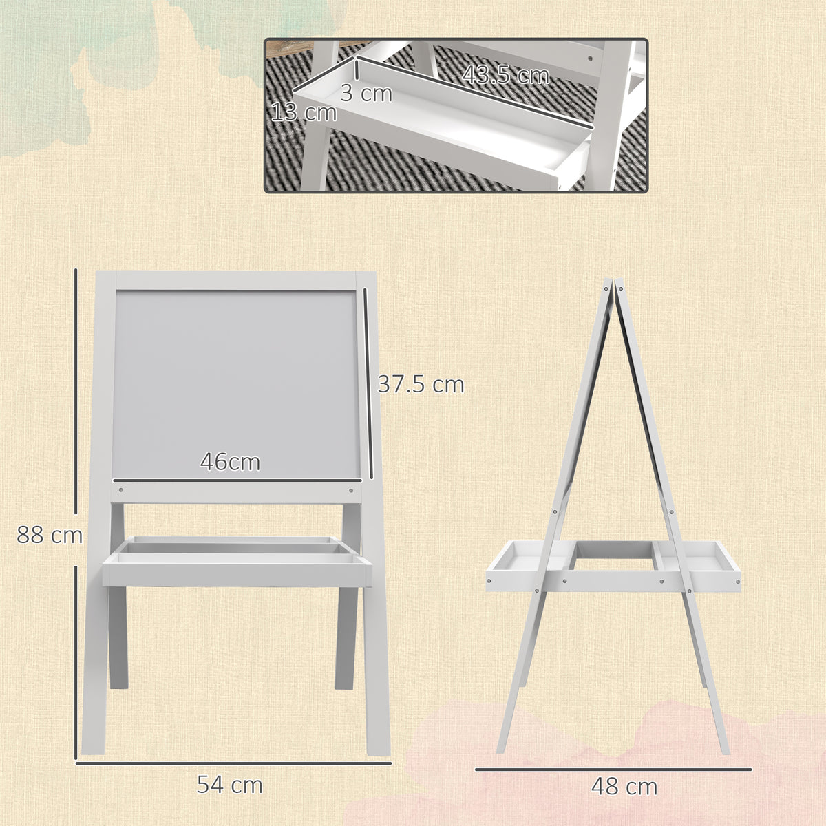 AIYAPLAY Kids Easel in White