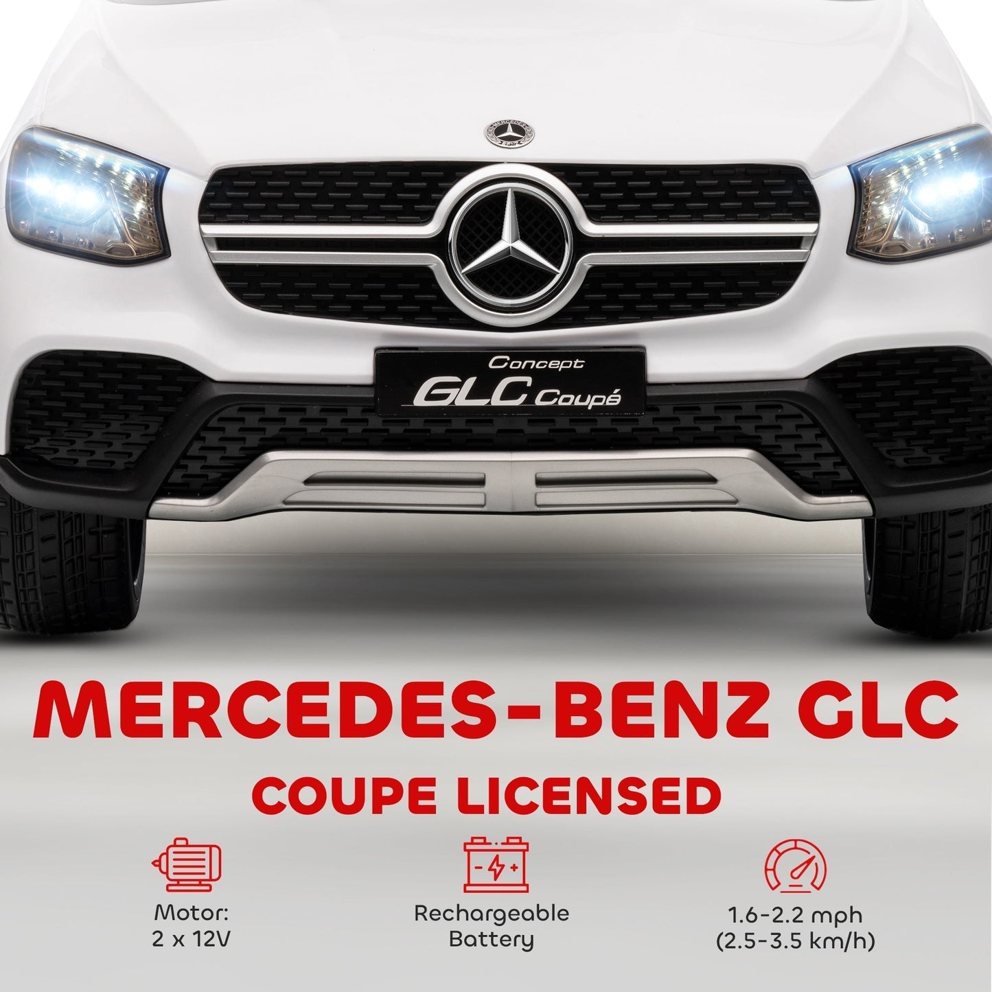 AIYAPLAY Mercedes-Benz GLC Licensed Kids Ride on Car with Remote Control, Soft Start, MP3, LED Headlights, White