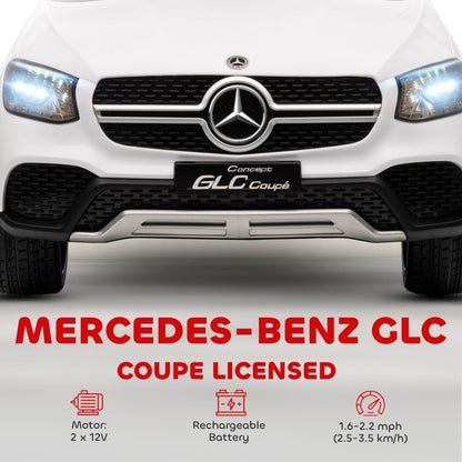AIYAPLAY Mercedes-Benz GLC Licensed Kids Ride on Car with Remote Control, Soft Start, MP3, LED Headlights, White