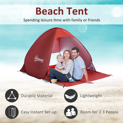 Outsunny Pop-up Portable Beach Tent in Red