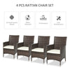 Outsunny 4 PC Rattan Chair Set, Patio Sofa Chairs Set, Cushioned Outdoor Rattan Furniture
