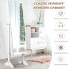 Free Standing Jewelry Cabinet with Full-Length Mirror-White