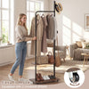 Freestanding Clothing Rack with Wheels and Hanging Rod-Rustic Brown