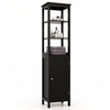 Freestanding Floor Cabinet with 3-Position Middle Panel and Anti-Toppling Mechanism-Black