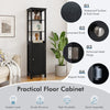 Freestanding Floor Cabinet with 3-Position Middle Panel and Anti-Toppling Mechanism-Black