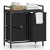 Freestanding Laundry Hamper Laundry Basket with 3 Pull-Out Bags-DarkBlack