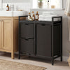 Freestanding Laundry Hamper Laundry Basket with 3 Pull-Out Bags-DarkBlack