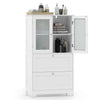 Freestanding Bathroom Storage Cabinet with 2 Frosted Tempered Glass Doors-White