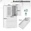 Freestanding Bathroom Storage Cabinet with 2 Frosted Tempered Glass Doors-White