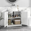 Freestanding Bathroom Vanity Cabinet with 2 Shutter Doors and U-Shape Cut-Out-White