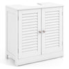 Freestanding Bathroom Vanity Cabinet with 2 Shutter Doors and U-Shape Cut-Out-White