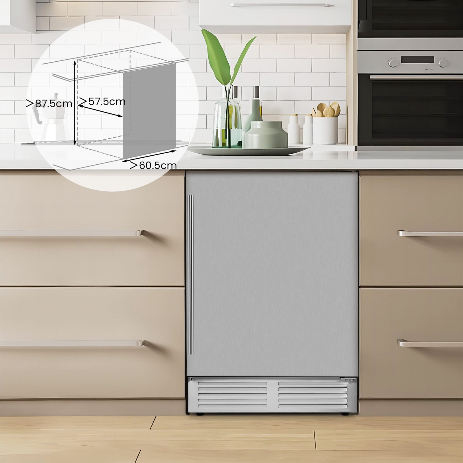 Freestanding Beverage Refrigerator 190 Cans Built-in Cooler-Silver