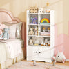 Freestanding Bookcase with 2 Storage Cabinets and 5 Cubbies-White