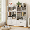 Freestanding Bookcase with 2 Storage Cabinets and 5 Cubbies-White