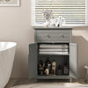 Freestanding Floor Storage Cabinet with Drawer and Adjustable Shelf-Grey
