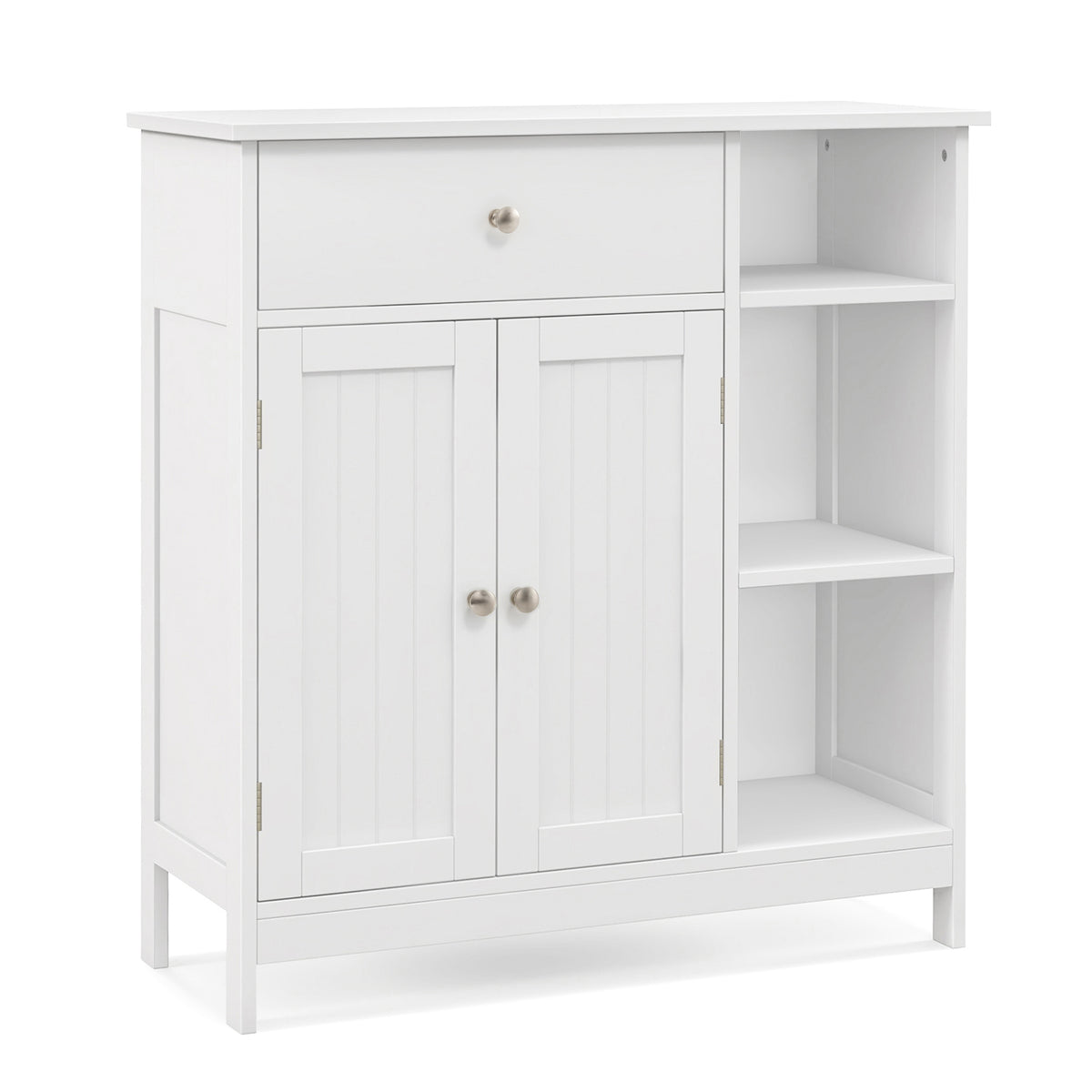Freestanding Kitchen Bathroom Floor Cabinet Cupboard Storage Organizer-White