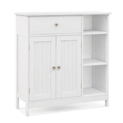 Freestanding Kitchen Bathroom Floor Cabinet Cupboard Storage Organizer-White