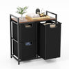 Freestanding Laundry Hamper Laundry Basket with 3 Pull-Out Bags-Black & Brown