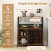 Freestanding Wine Cabinet with Wine Rack and Glass Holder-Coffee