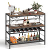 104 CM Wine Rack with 4 Glass Holders-Rustic Brown