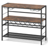 104 CM Wine Rack with 4 Glass Holders-Rustic Brown