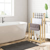 Freestanding Wood Towel Rack with 3 Individual Bars and Bottom Storage Shelf-Natural