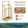 Freestanding Wood Towel Rack with 3 Individual Bars and Bottom Storage Shelf-Natural