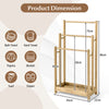 Freestanding Wood Towel Rack with 3 Individual Bars and Bottom Storage Shelf-Natural