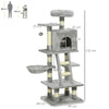 PawHut 132cm Cat Tree with Scratching Post, House, Hammock, Toy Balls - Grey